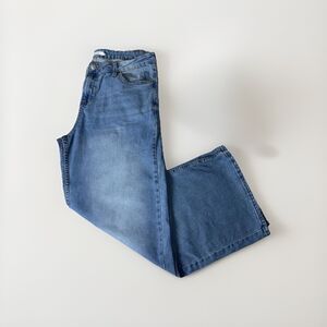 SONG Jeans Blue Denim Wide Leg 100% Cotton Mid Rise Light Wash Size 15/ 32